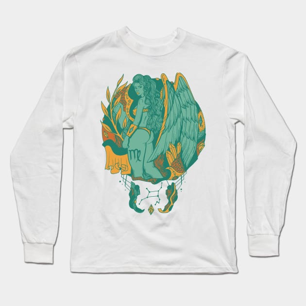 Mountain Green Virgo Beauty Long Sleeve T-Shirt by kenallouis